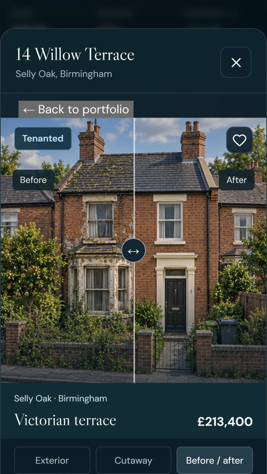 Actual gameplay: refurbishment and exterior of a British terraced property