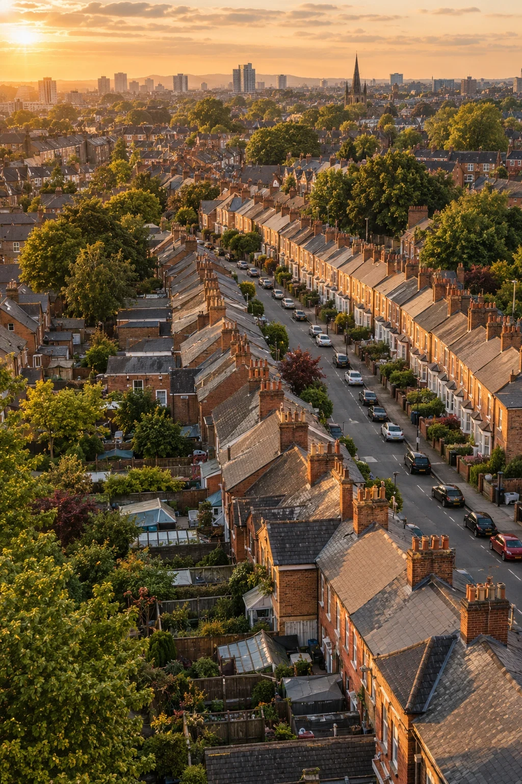 Aerial view of the British neighbourhood featured in the game